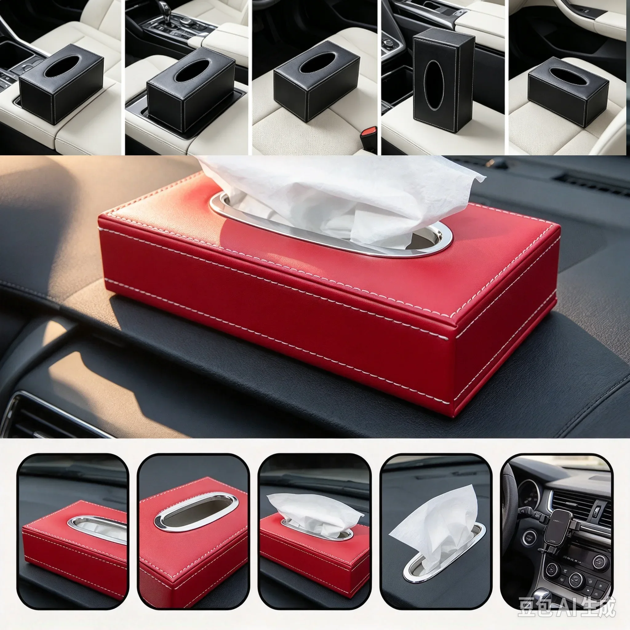 Car Armrest Leather Tissue Box Cover Pumping Paper Car Home Napkin Holder Case