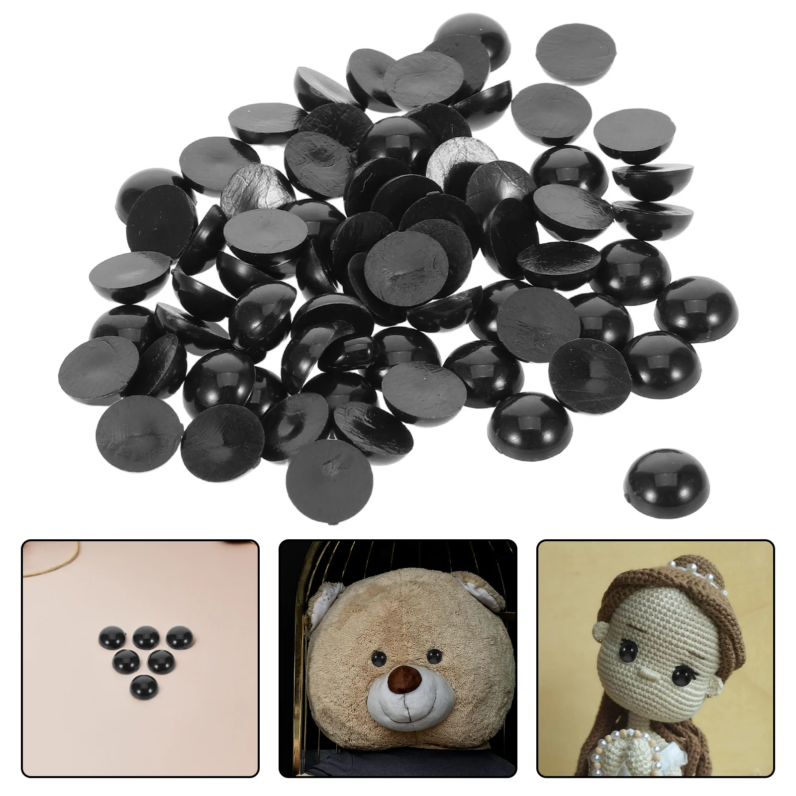 

200Pcs Flat Back Half Round Craft Eyes Black 10mm Plastic for DIY Stuffed Animals Crochet Amigurumi Flat Back Eyes