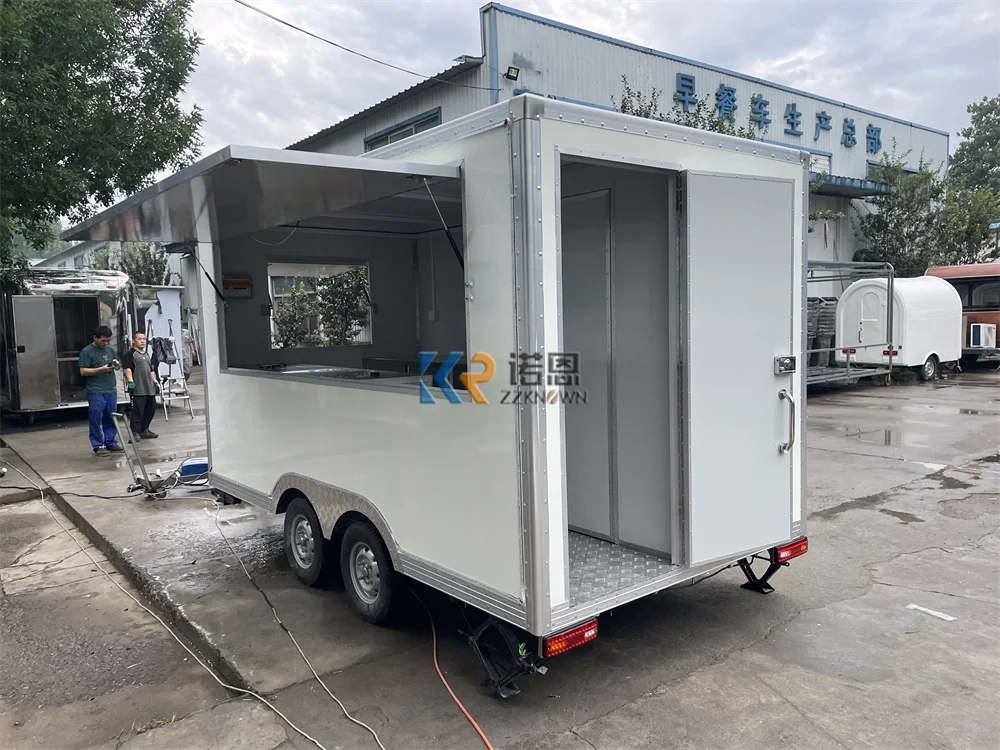 รถบรรทุกอาหารมือถือสัมปทานการจัดเลี้ยงรถพ่วงที่กําหนดเองอุปกรณ์ครัวพิซซ่ารถเข็นกาแฟรถพ่วงอาหารจานด่วน