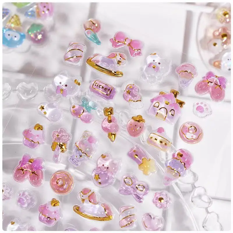 Original Cartoon Water Drop 3D Relief Stickers Cute Refrigerator Sticker Girl's Handbooks Decoration Creativity Reward Toy Gift