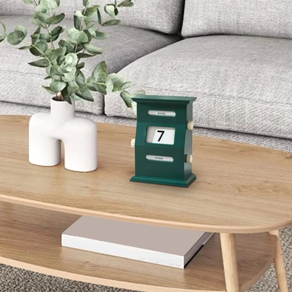 Vendita calda Calendario da tavolo Calendario retrò Blocchi Visualizzazione della data della scrivania Decorazioni da scrivania Decorazioni per il desktop Blocchi di data Verde