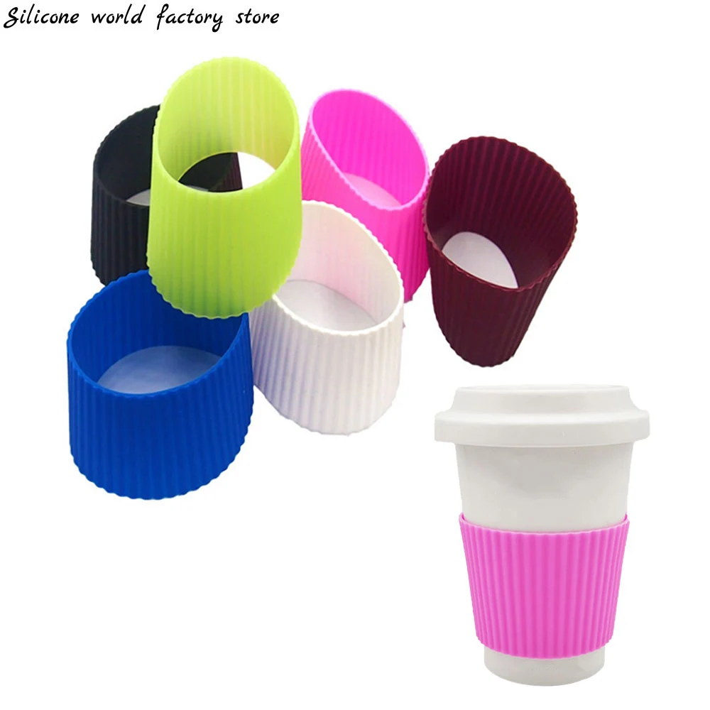 

Silicone Cup Sleeve Heat Insulation Coffee Cup Cover Ceramic Cup Cover Non-slip Bottle Sleeves Colored Protective Mug Sleeve