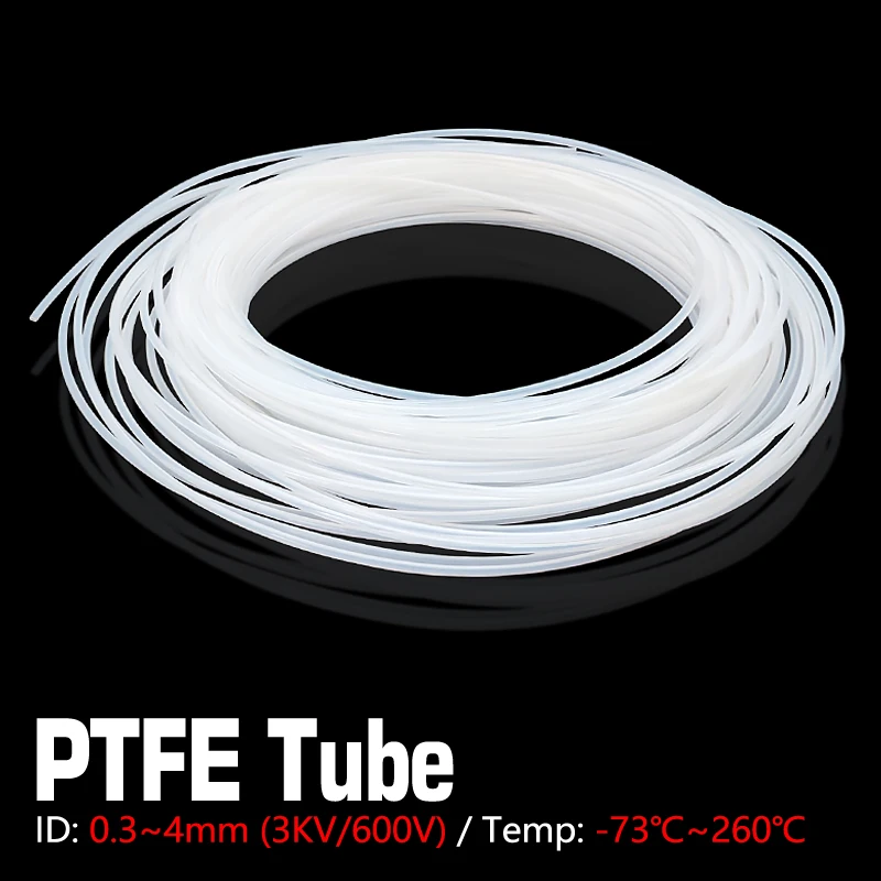 

PTFE Tube ID0.3 0.6 0.8 1 1.2 1.5 1.6 1.8mm F4 F46 FEP PFA Insulated Hose Rigid Pipe J-head Hotend Throat Temperature Resistance