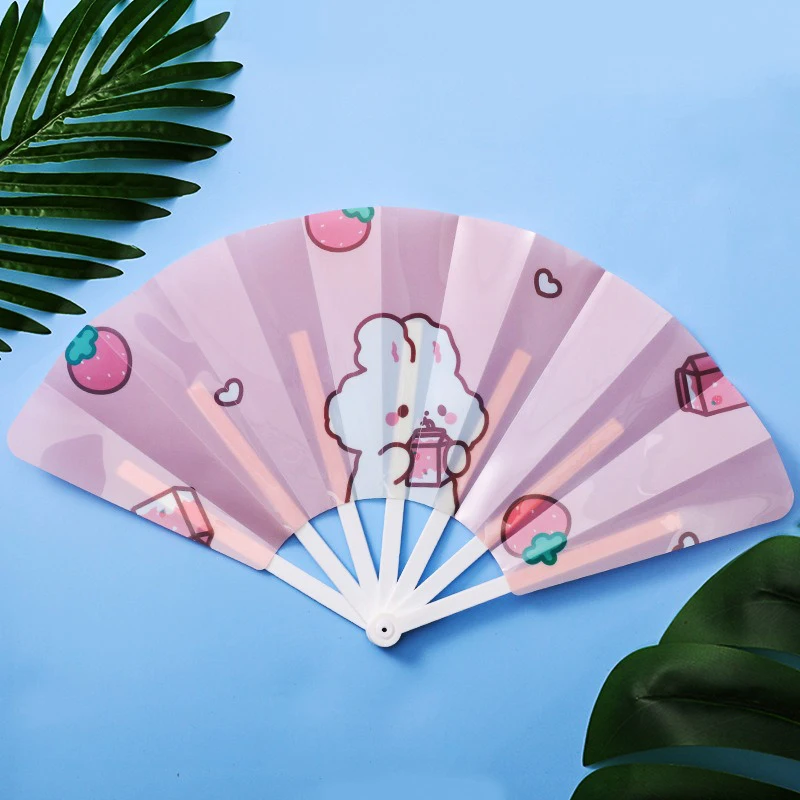 Cute Cartoon Seven Folding Fan Children'S Plastic Hand Shaking Fan Students Summer Carry-On Handheld Portable Small Fan Students