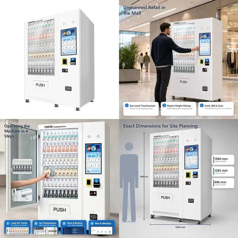 for Yunyin 21.5 Inch Touch Screen Food and Drink Vending Machine Self Service Outdoor Advertising Vending Kiosk