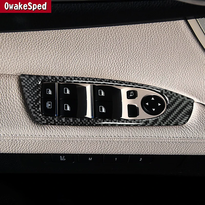 

Carbon Fiber Trim Car Door Window Lift Button Panel Frame Stickers For BMW 7 Series 730 740 750 2009-2015 Interior Accessories