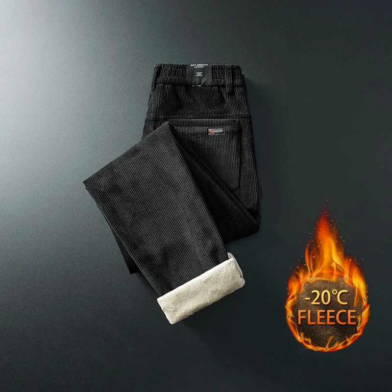 Pantalons en velours côtelé pour hommes, pantalons d'affaires décontractés, en peluche, extensibles, Slim, petits pantalons droits, pantalons d'affaires en peluche