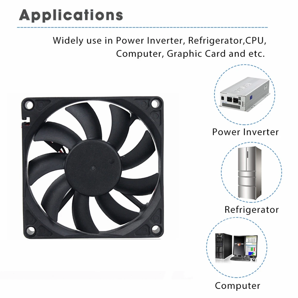 80x80x15mm 2Pin DC 12V 24V Brushless Cooling Fan 8015 for Cooling PC Computer Case CPU Radiator Cooler Fan