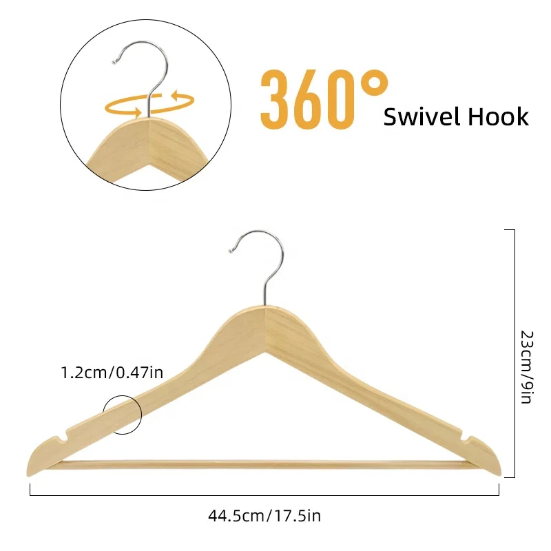 

5PCS High Grade Wide Shoulder Wooden Coat Hanger Suit Hotel Hanger Closet Anti-skid Seamless Clothes Drying Rack For Supermarket
