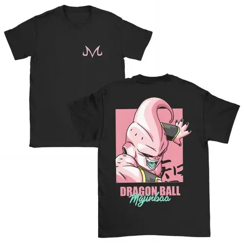 Camiseta Oversize de Dragon Ball Majin Buu, Nueva Colección Verano 2026, Moda Caliente, Algodón de Alta Calidad, Estampado Kanji Frontal y Trasero, Estilo Retro para Gimnasio