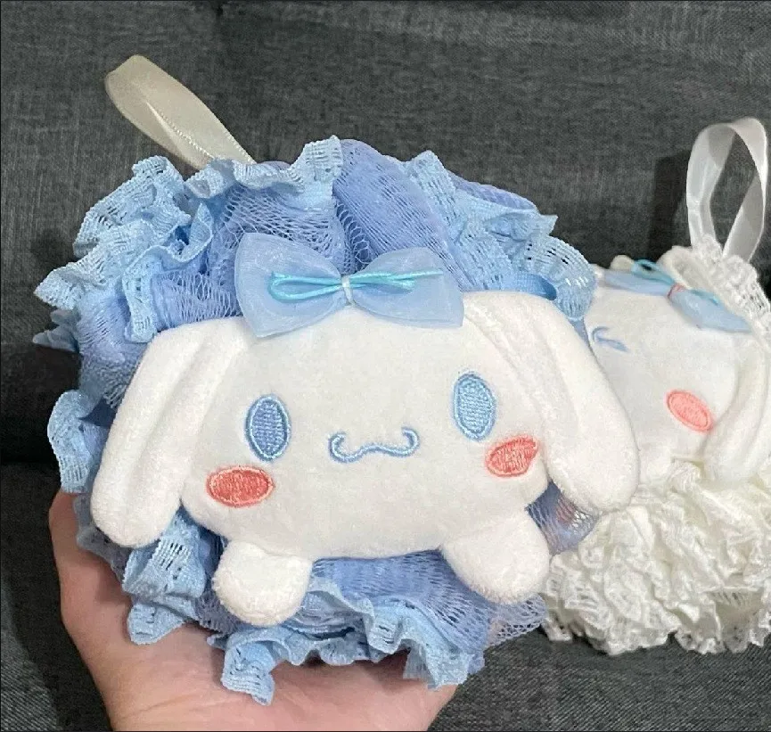 Sanrio Kawaii Cinnamoroll renda besar renda renda mandi bunga bola Shower gadis besar mandi lucu Kembali Gesekan boneka kartun