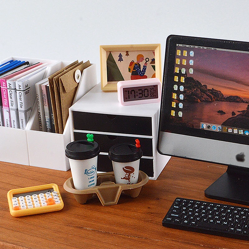 Bonita casa de muñecas en miniatura, Latte, funda para taza de café, Mini bandeja para bebidas, juguete de comida en miniatura, modelo de café para accesorios de muñecas