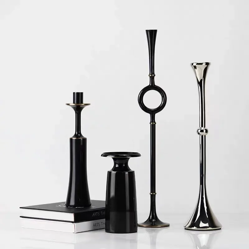 

Modern Electroplated Candle Holder Geometric Metal Crafts Candelabra Luxury Table Centerpiece for Wedding Room Home Decor Gifts