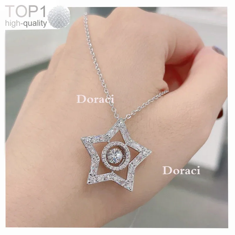 High Quality Original Logo Eternal Stella ConstellaSeries Women's Jewelry Set,Star Flower Necklace Earrings Crystal Clear-Doraci