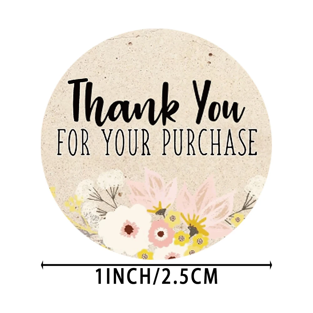 1inch Cute Thank You For Your Purchase Sticker Seal Label My Small Business Handmade Package Stationery Sticker Gift Scrapbook