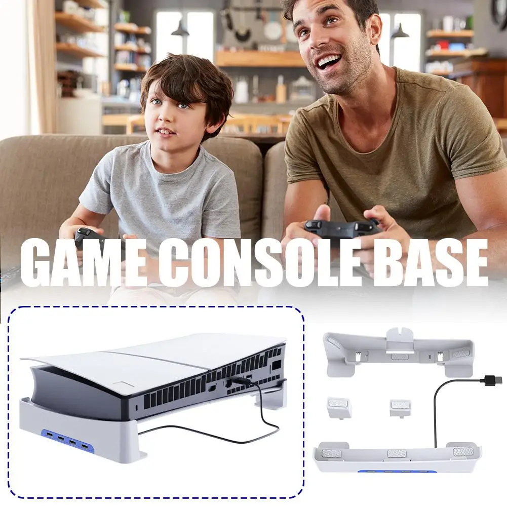 For PS5 Slim Console Holder For PS5 Horizontal Bracket Stand 4 USB Port HUB Optical Drive Edition Game Console Dock Mount H E4P8