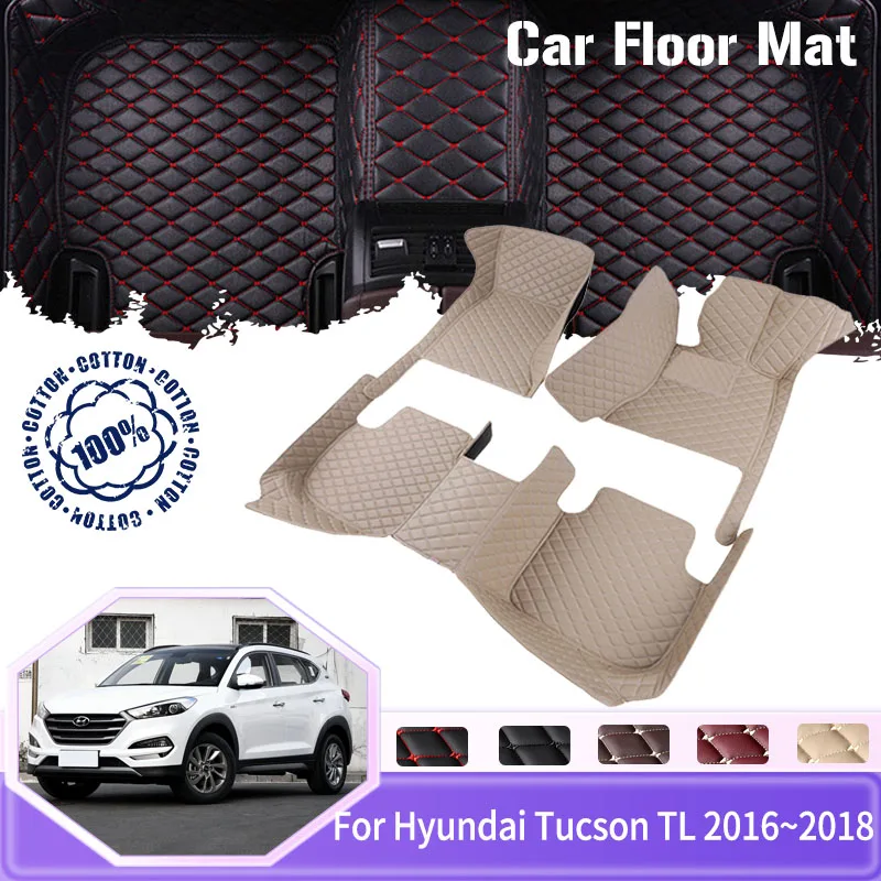 Car Floor Mats For Hyundai Tucson TL 2016 2017 2018 5seat Pre-facelift 5seat Dirt-resistant Rug Foot Mat Carpets Car Accessories