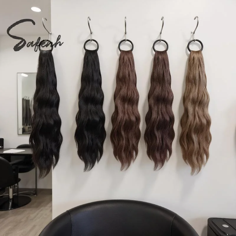 Natural Wave Fake Hair Tail Braid Women's Long Hair Lazy Cool Simulation Hair Elastic Band Low Tie Casual Fake Horse Tail