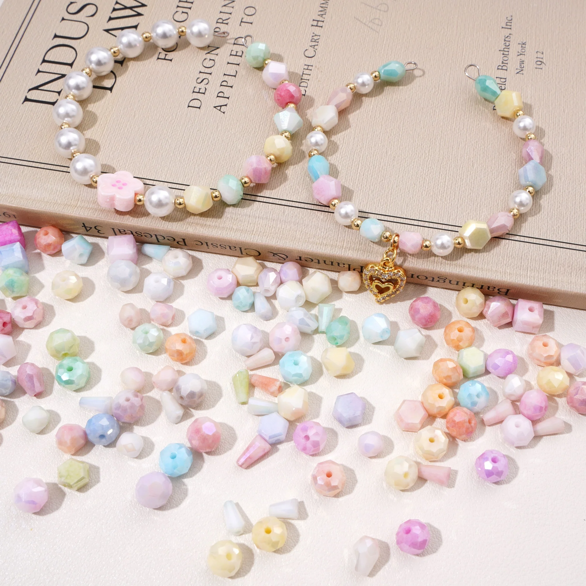 

10pcs Macaron Pastel Glass Crystal Beads Loose Faceted Spacer for DIY Jewelry Making Bracelet Necklace Earring Phone Chain Gifts