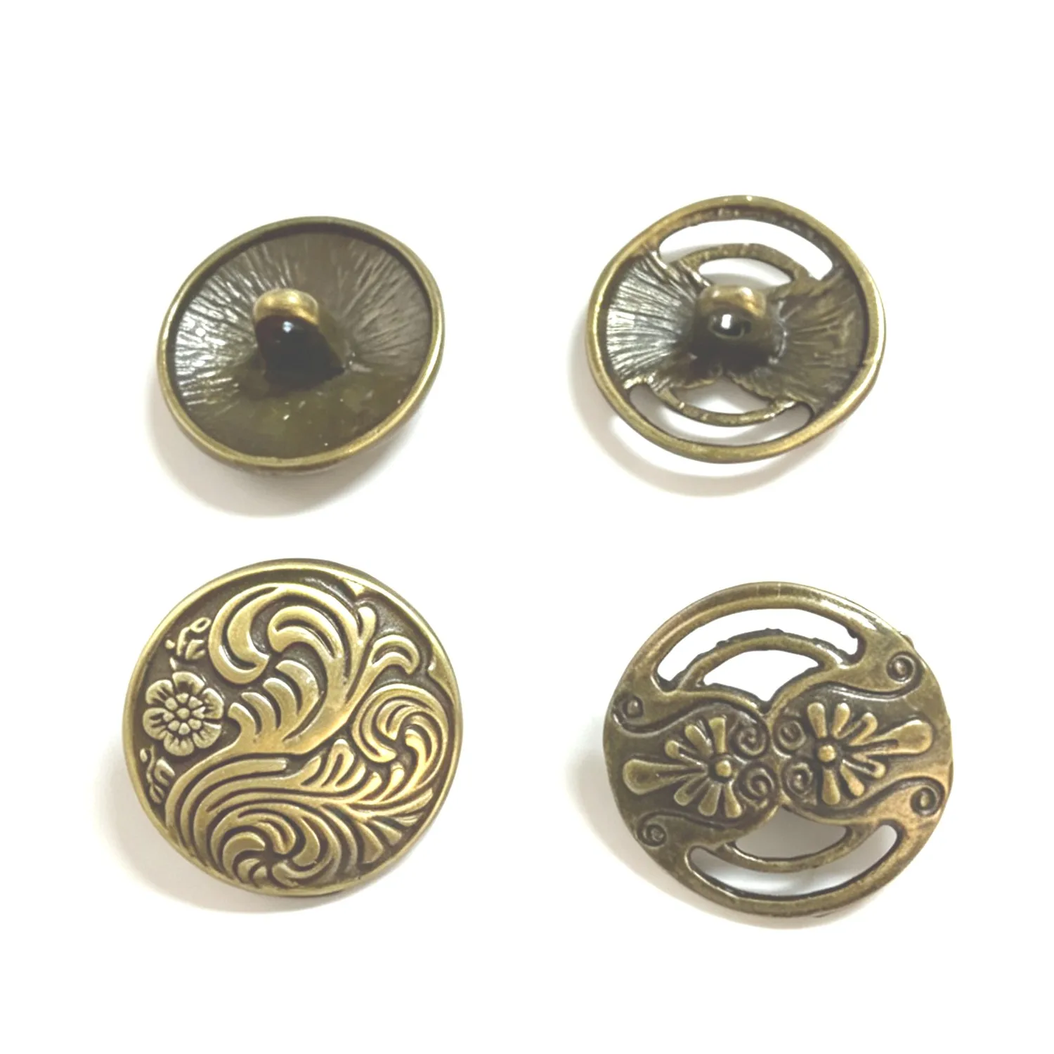 10pc 17mm Antique Bronze Hollow Flower Metal Shank Buttons Vintage Sewing Fastener for Garment DIY Jewelry Making h5322