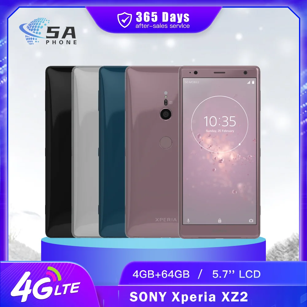 Оригинальный мобильный телефон Sony Xperia XZ2 4G, 4 ГБ/6 ГБ + 64 ГБ, одинарная/двойная SIM-карта, 5,7 дюйма, IPS ЖК-дисплей, восьмиядерный смартфон Snapdragon 845, Android