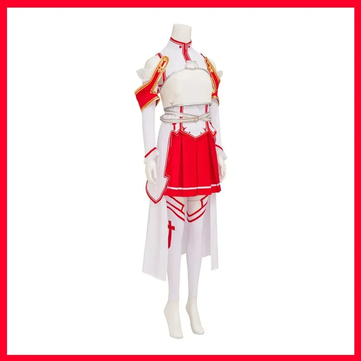 Anime Sao Sword Art Online Yuuki Asuna Costume Cosplay Parrucca Bianco Rosso Uniforme da combattimento Gonna Donna Sexy Carnevale Vestito di Halloween