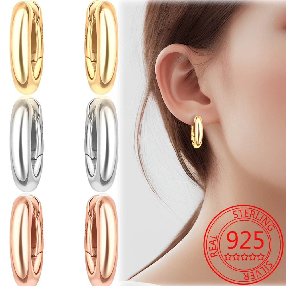 925 Sterling Silver Earrings Round 14k Gold Plated Low Allergy Earrings Forwomen Luxury and Refinement Senior Jewelry Gifts