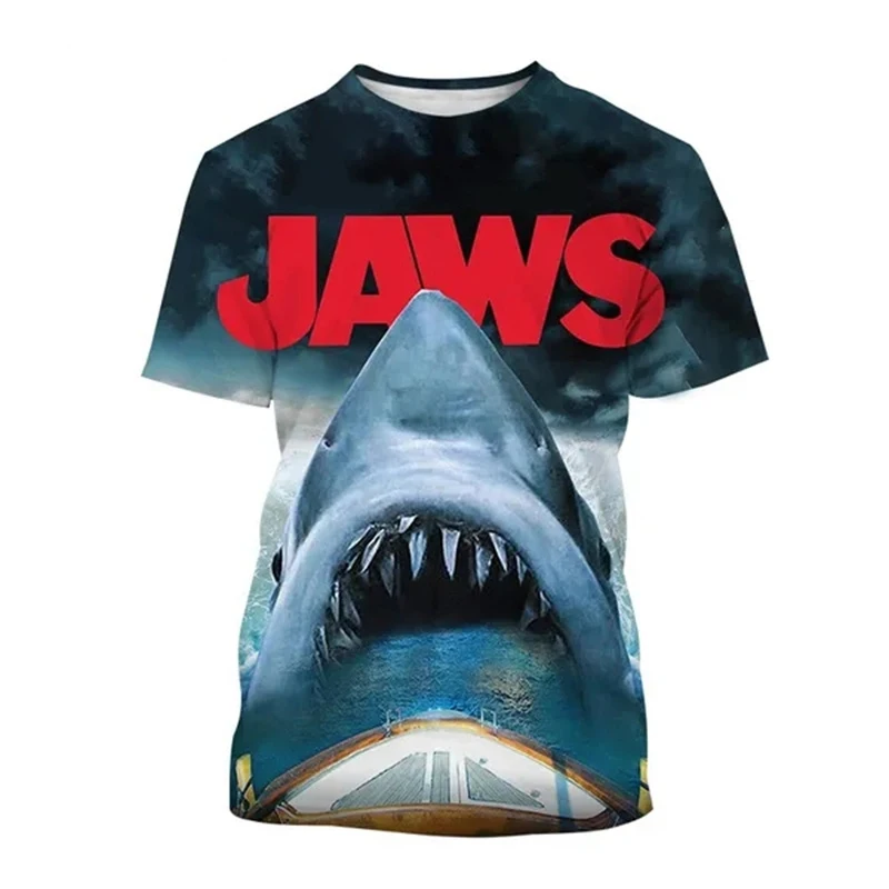 Jaws Horror Movie T-Shirts Shark 3D Printed Streetwear Men Women Fashion Oversized Short Sleeve T Shirt Kids Tees Tops Clothing