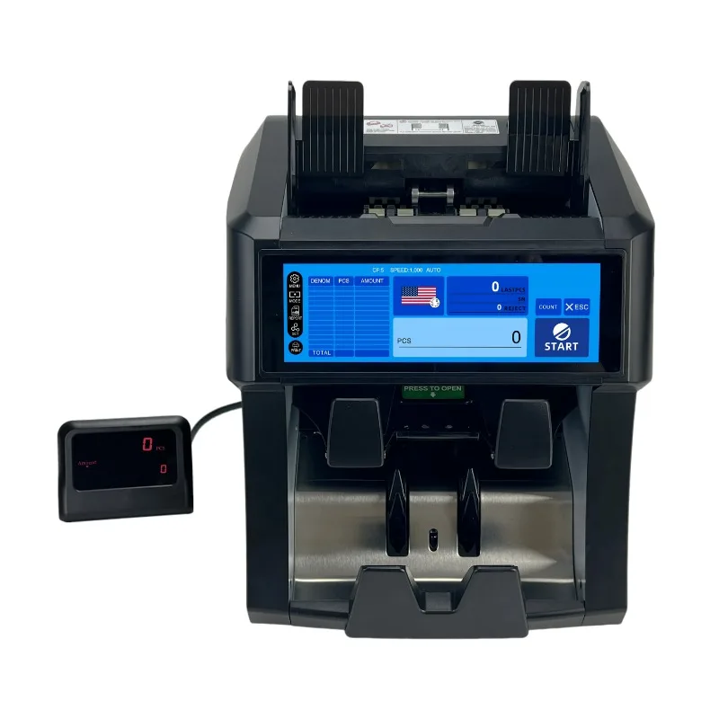 450Q New Dual CIS Full Touch Screen Bill Counter Machines Multi Bank Note Money Detector Cash Counting Machine