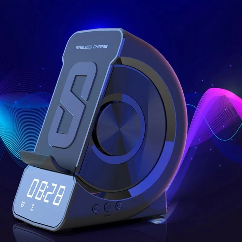 

K0EA Беспроводная многофункциональная зарядка Bluetooth-динамик Часы-будильник 3 в 1