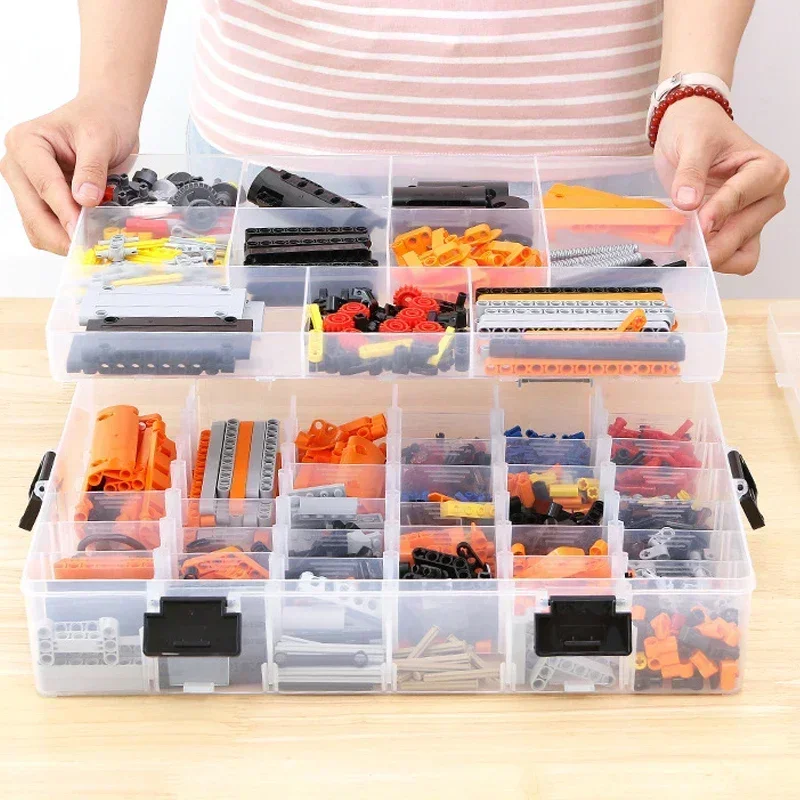 Double-layer Building Block Storage Box Large Capacity Screw Nut Plastic Organizer Hardware Small Parts Container Sort Tool Case