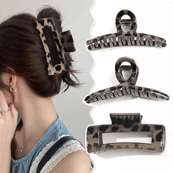 8-13cm Leopard Brown Hair Claw Clips Non-slip Big Square Matte for Women Girls Strong Hold Banana Clips Thick Thin Hairstyle