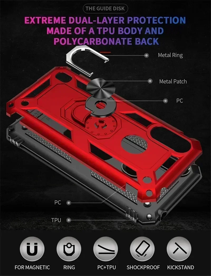 For Motorola Moto E5 E6 Plus E7 E7i Power 2021 Case Shockproof Magnetic ring Bracket Cover For Moto E6S E6i E 2020