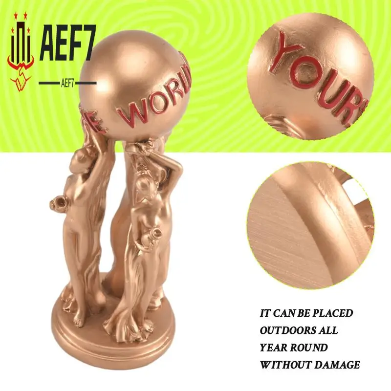 

AEF7-The World Is Your Statue Trophy For Office Home Decoration Birthday Graduation Ceremony Resin Statue