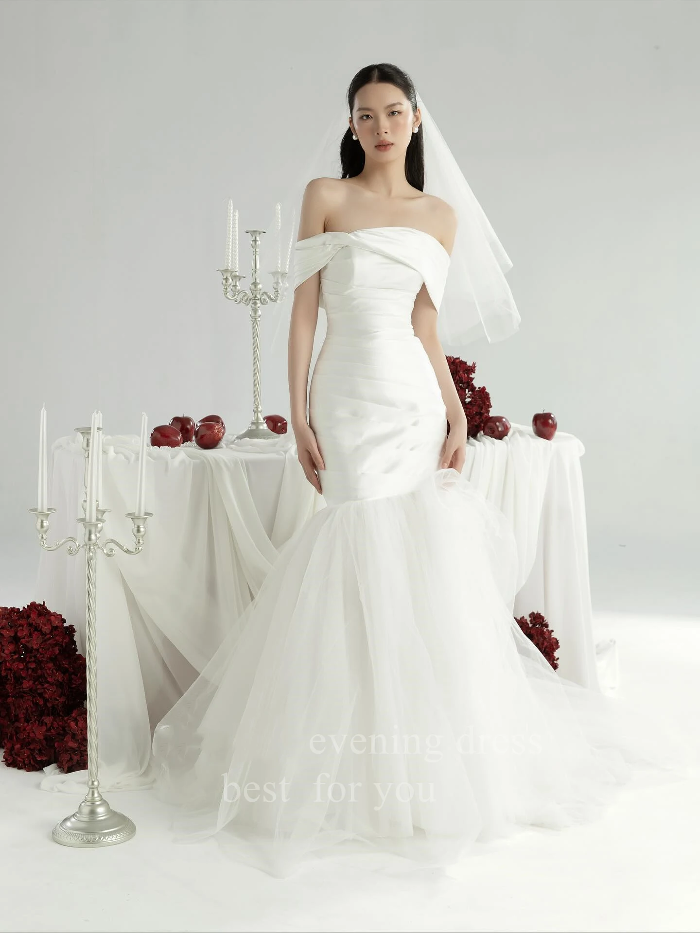 LORIE Elegant Mermaid Wedding Dresses Pleated Off The Shoulder Bride Prom Gown Floor-Length Bridal Gowns Customized