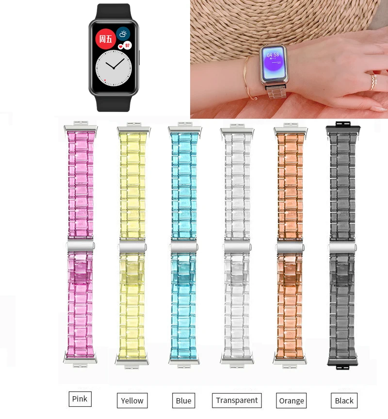 Transparent Harz Uhr Strap Band für Huawei Uhr Fit 2 Smart Uhr Handgelenk band für huawei fit 2 strap correa