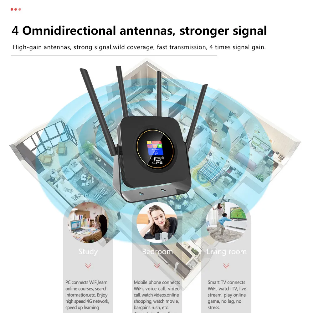 KuWFi-Routeur WiFi sans fil 4G, 300Mbps, Modem 4G, Point d\'accès mobile haute vitesse avec carte SIM, Batterie 3000mAh intégrée, Permanence