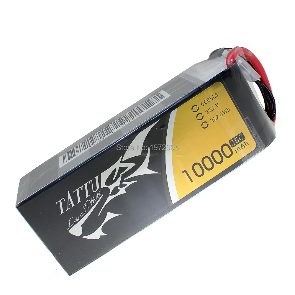 TATTU 6S Lipo Battery 10000mAh 22.2V 25C with XT90 Plug for RC Drone