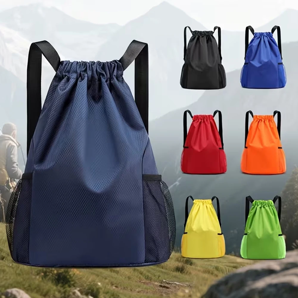

Large Unisex Drawstring Backpack — Large Capacity Gym Bag with Mesh Side Pockets, Adjustable Shoulder Straps, and Soft Shell Design, Suitable for Travel, Sports, and Fitness Training (Black), Practical Pocket Design, Travel Backpack, Practical Pockets