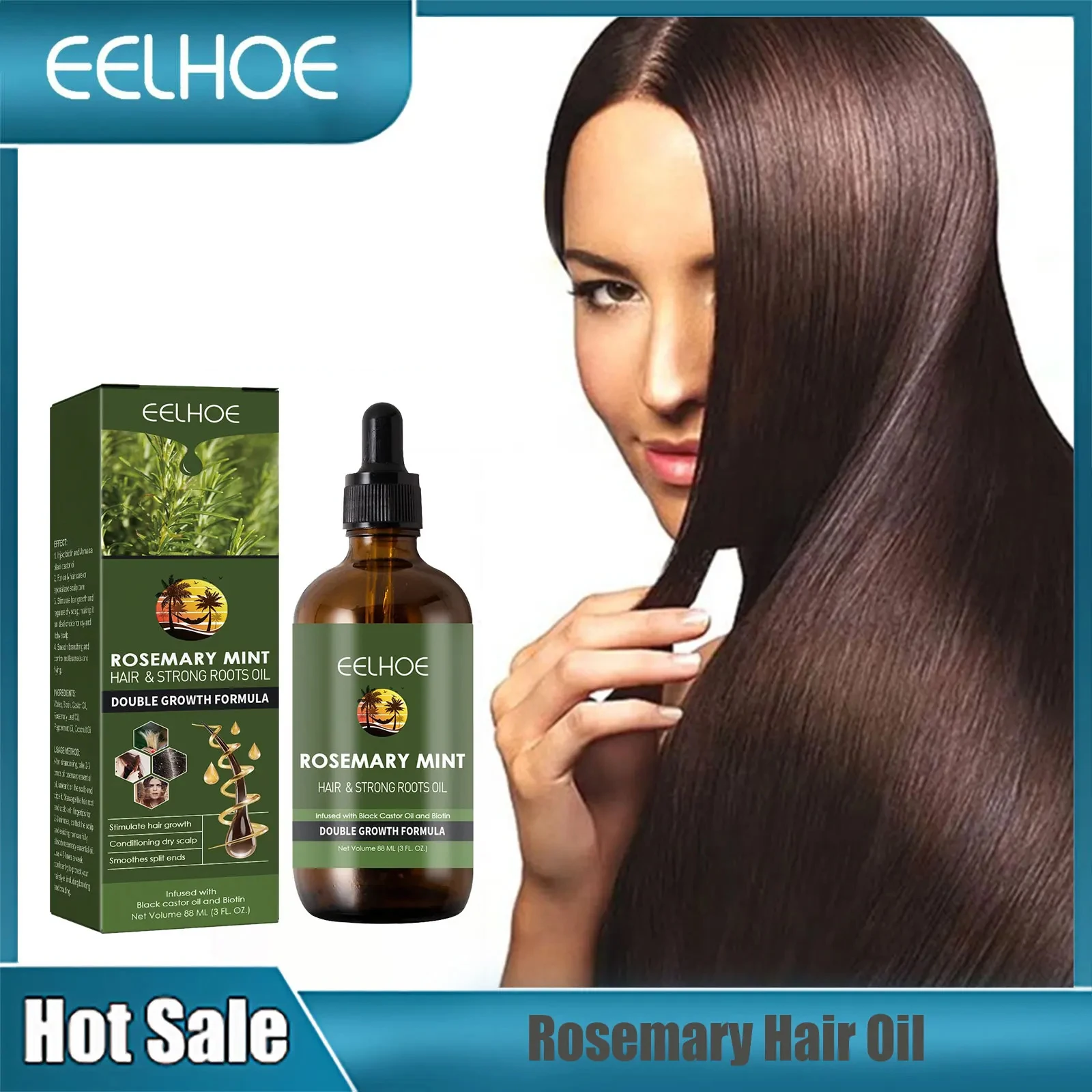 

EELHOE Rosemary Oil Original Repair Damaged Hair Smooth Frizz Anti Hair Loss Nourish Scalp Treatment Straightening Hair Care Oil