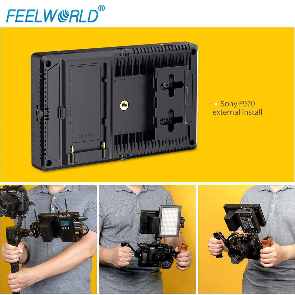 FEELWORLD F7 PRO 7 "IPS Touch Screen3D LUT DSLR Monitor de diretor de campo na câmera HDMI 4K 60Hz HD com painel de alimentação externo F970