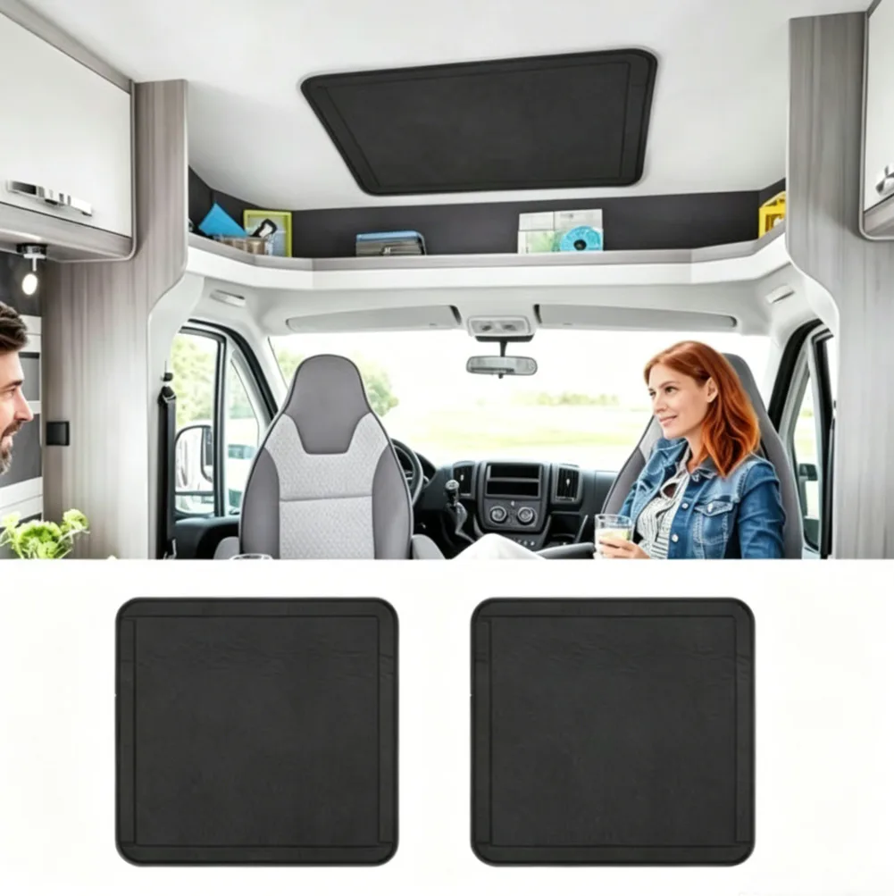 

2 Pcs RV Roof Vent Sunshade Cover RV Roof Vent Blackout Shade 16.3*16.3" With 8 Straps RV Window Skylight Accessories