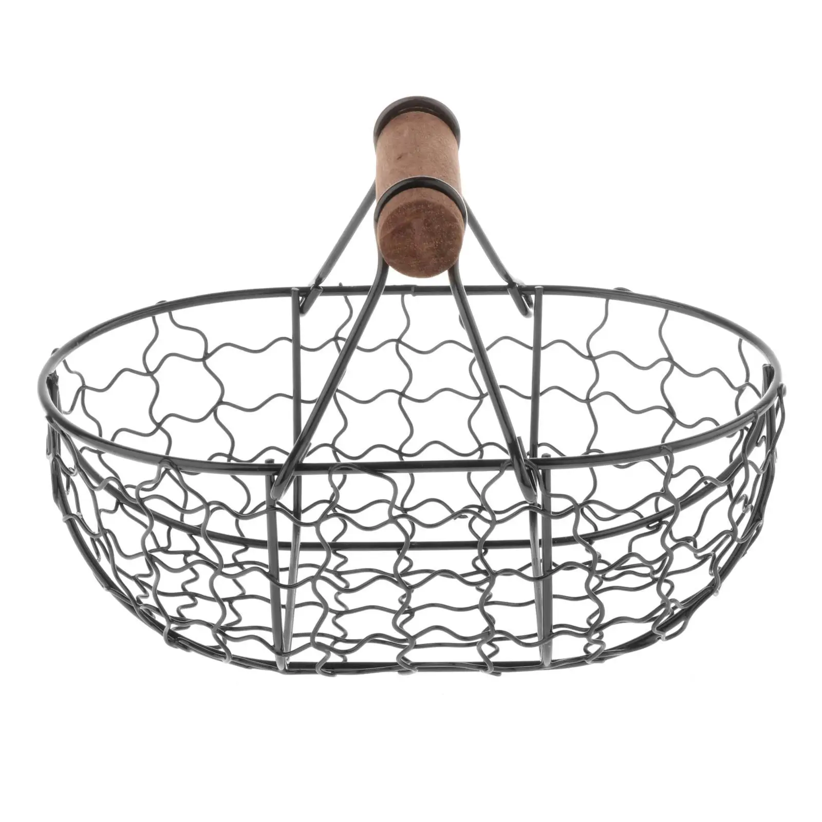 Fruit Basket with Wood Handle Centerpieces Decor Reusable Organizer Dessert