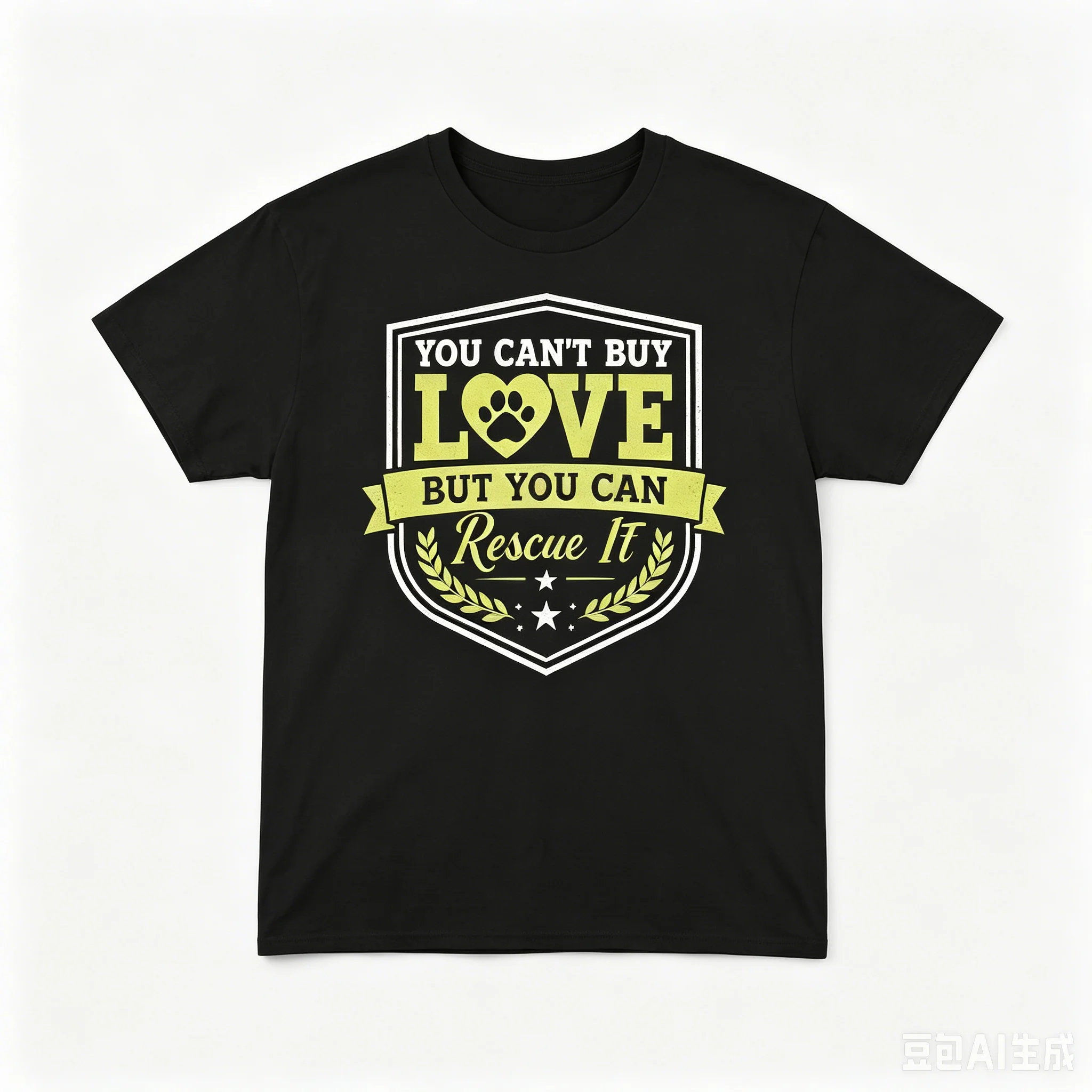 Camiseta gráfica con pata de perro 'Rescate Amor'
