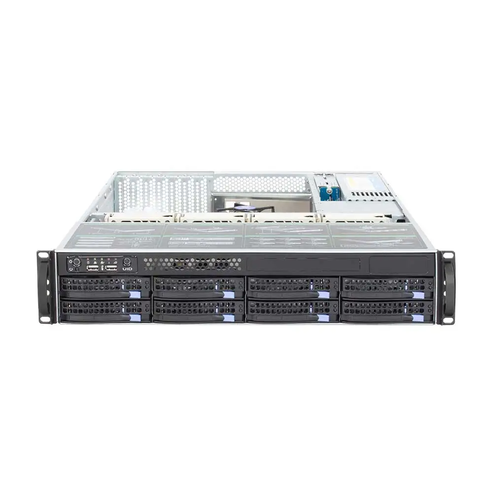 

S265-08 Hot swappable 8-bay Hdd rack mounted Nas storage server chassis for E-Atx support 2U Psu and Crps Psu Empty server case