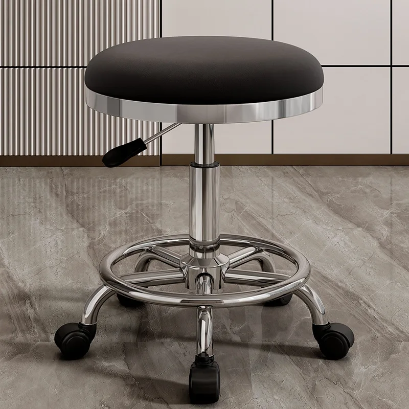 

#Adjustable rotating salon stool with wheels for hydraulic lift round upholstered seats in beauty spa medical offices