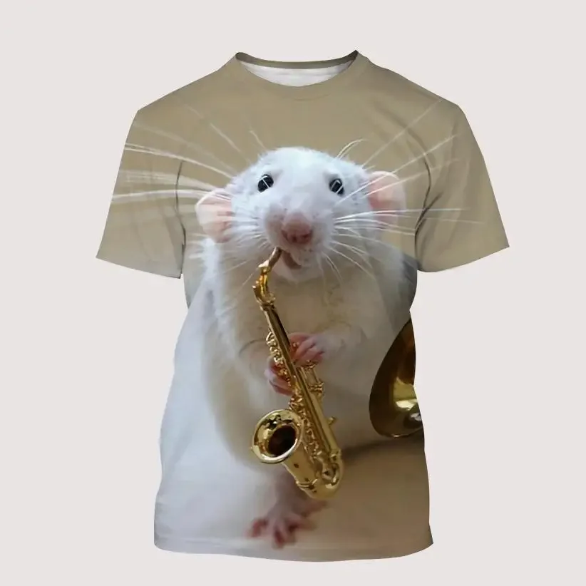 Funny Cute Animal 3D Printed T-shirts for Boys, Girls and Children Pet Mouse Pattern Tops Breathable and Light Summer Sportswear