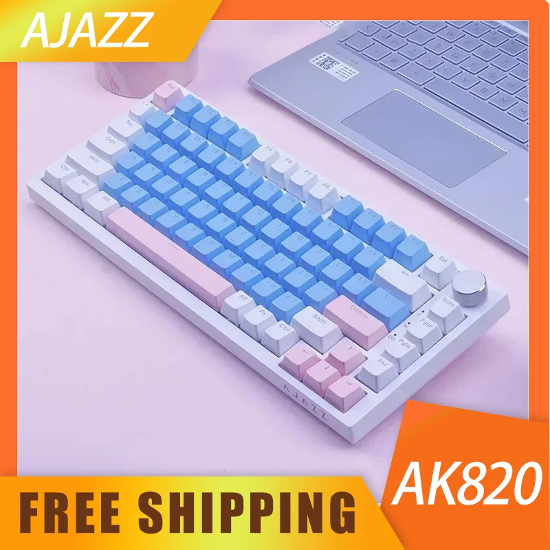 

Ak820 Ajazz Wired Keyboard Customized Hot Swapsoft Gasket Mechanical Keyboard Structure Portable Keyboards For Pc Desktop Gift