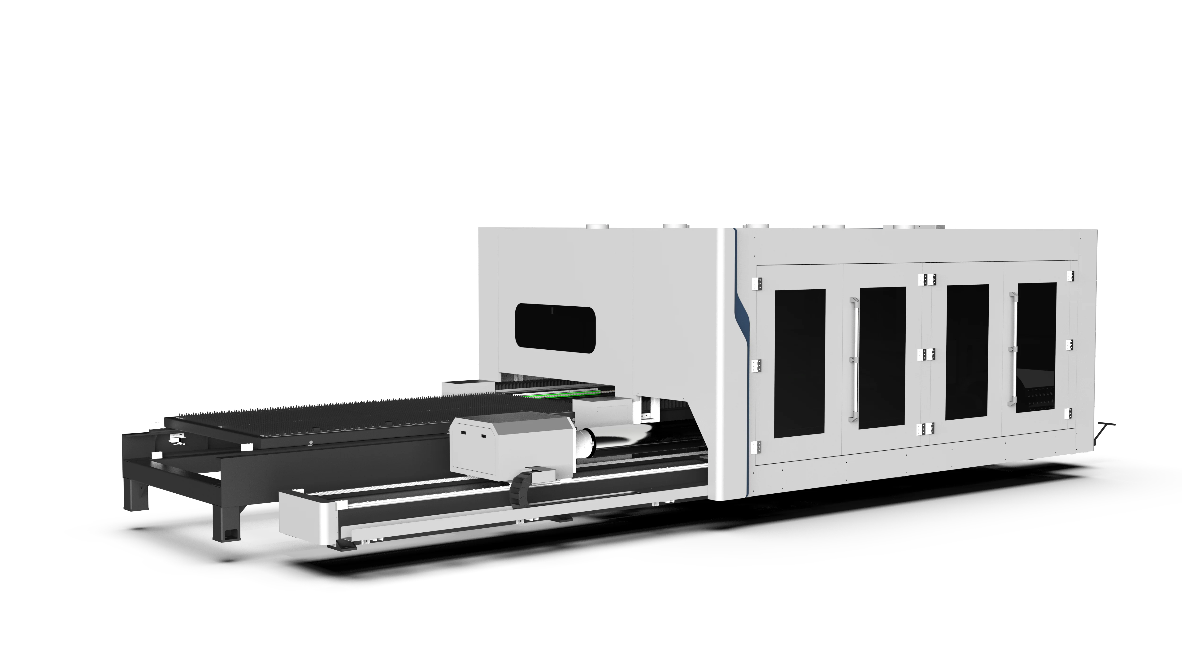 Duża moc 3000W 6KW POWER z całkowicie zamkniętym podwójnym stołem wycinarka laserowa cnc światłowodowa maszyna do cięcia laserem obrotowym