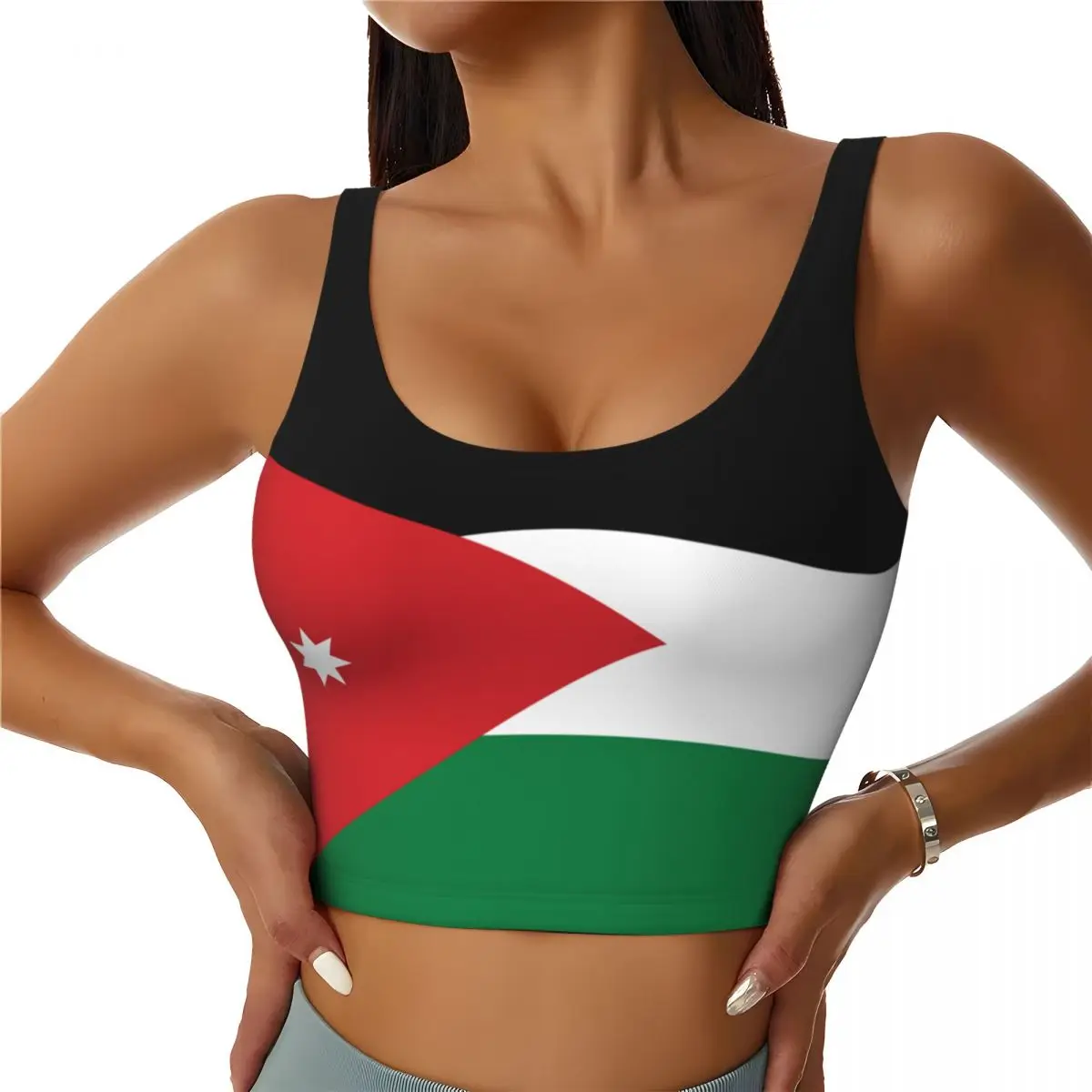 Yoga Vest Women Gym Sports Crop Tops Jordan Flag Streetwear Workout Breathable Tank Top Female